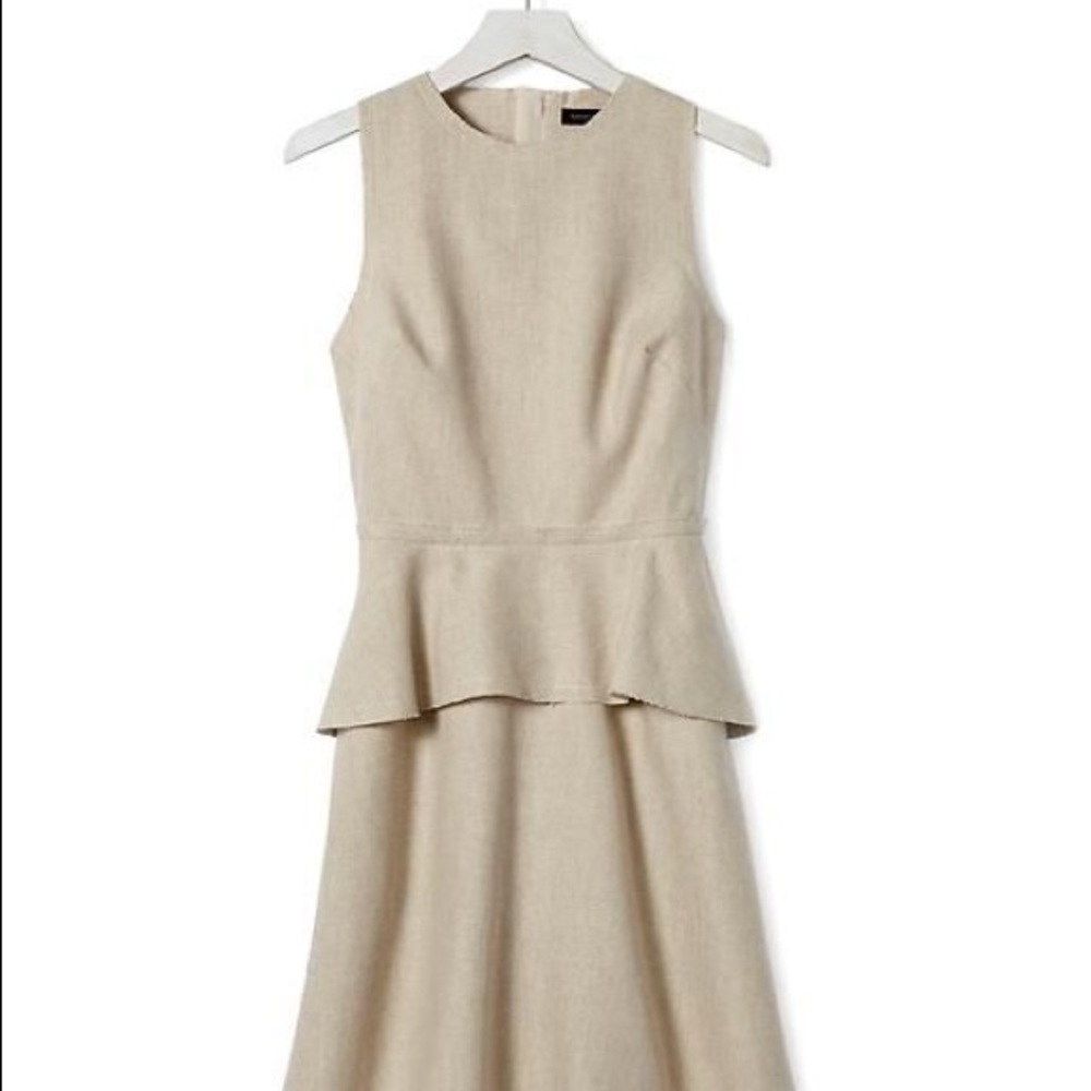 Banana Republic Oatmeal Peplum Canvas Dress